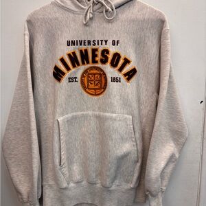 University Of Minnesota Men’s Grey Reverse Weave Hoodie Sweater Small